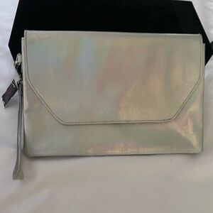NWT NOBO silver clutch with wrist strap